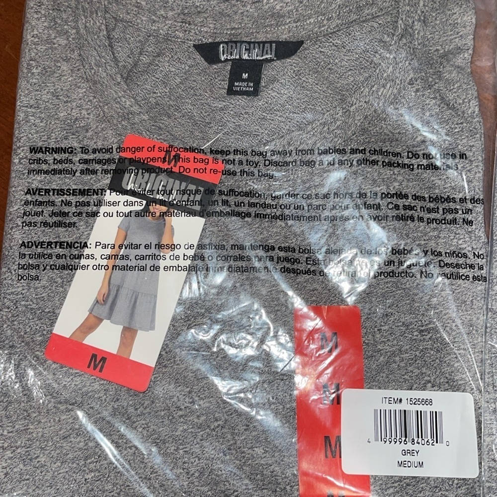 Nicole Miller Tiered Short Sleeve Dress in Grey NWT L Large - Picture 5 of 6